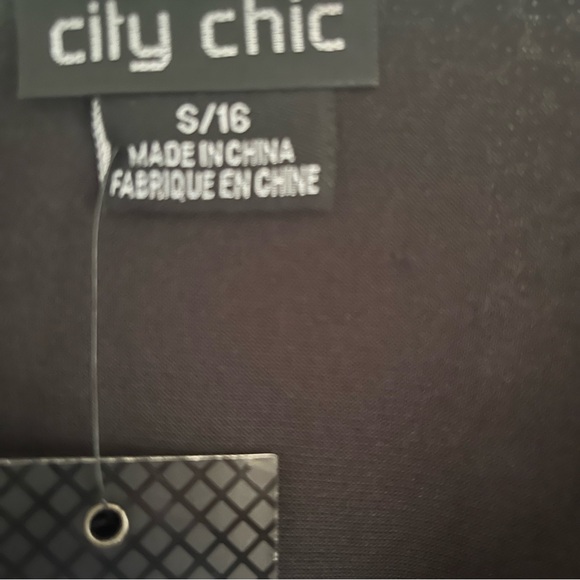 City Chic black sequin accents faux wrap top size 16 new - Picture 6 of 8